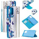 For Samsung Galaxy S20+ Colored Drawing Pattern Cross Texture Horizontal Flip PU Leather Case with Holder & Card Slots & Wallet(Blue Butterfly)