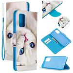 For Samsung Galaxy S20+ Colored Drawing Pattern Cross Texture Horizontal Flip PU Leather Case with Holder & Card Slots & Wallet(Blue Eye Cat)
