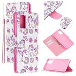 For Samsung Galaxy S20+ Colored Drawing Pattern Cross Texture Horizontal Flip PU Leather Case with Holder & Card Slots & Wallet(Ice Cream Unicorn)