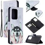 For Samsung Galaxy S20 Ultra Colored Drawing Pattern Cross Texture Horizontal Flip PU Leather Case with Holder & Card Slots & Wallet(Husky)