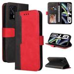 For OPPO Realme GT 5G Business Stitching-Color Horizontal Flip PU Leather Case with Holder & Card Slots & Photo Frame(Red)