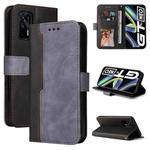 For OPPO Realme GT 5G Business Stitching-Color Horizontal Flip PU Leather Case with Holder & Card Slots & Photo Frame(Grey)