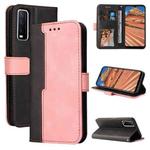 For vivo Y20 / Y20i / Y20s / Y12s / Y30 China Business Stitching-Color Horizontal Flip PU Leather Case with Holder & Card Slots & Photo Frame(Pink)