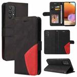 For Samsung Galaxy A32 4G Dual-color Splicing Horizontal Flip PU Leather Case with Holder & Card Slots & Wallet(Black)
