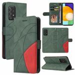 For Samsung Galaxy A52 5G / 4G Dual-color Splicing Horizontal Flip PU Leather Case with Holder & Card Slots & Wallet(Green)