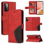 For Samsung Galaxy A72 5G / 4G Dual-color Splicing Horizontal Flip PU Leather Case with Holder & Card Slots & Wallet(Red)