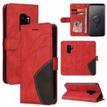 For Samsung Galaxy S9+ Dual-color Splicing Horizontal Flip PU Leather Case with Holder & Card Slots & Wallet(Red)