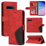 For Samsung Galaxy S10 Dual-color Splicing Horizontal Flip PU Leather Case with Holder & Card Slots & Wallet(Red)