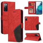 For Samsung Galaxy S20 FE 5G Dual-color Splicing Horizontal Flip PU Leather Case with Holder & Card Slots & Wallet(Red)