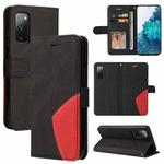 For Samsung Galaxy S20 FE 5G Dual-color Splicing Horizontal Flip PU Leather Case with Holder & Card Slots & Wallet(Black)