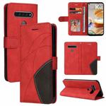 For LG K61 Dual-color Splicing Horizontal Flip PU Leather Case with Holder & Card Slots & Wallet(Red)