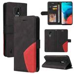 For Motorola Moto E7 Dual-color Splicing Horizontal Flip PU Leather Case with Holder & Card Slots & Wallet(Black)