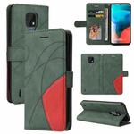 For Motorola Moto E7 Dual-color Splicing Horizontal Flip PU Leather Case with Holder & Card Slots & Wallet(Green)