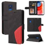 For Motorola Moto G Play 2021 Dual-color Splicing Horizontal Flip PU Leather Case with Holder & Card Slots & Wallet(Black)