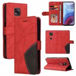 For Motorola Moto G Power 2021 Dual-color Splicing Horizontal Flip PU Leather Case with Holder & Card Slots & Wallet(Red)