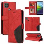 For Motorola Moto G9 Power Dual-color Splicing Horizontal Flip PU Leather Case with Holder & Card Slots & Wallet(Red)