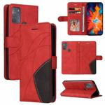 For Motorola Moto G50 Dual-color Splicing Horizontal Flip PU Leather Case with Holder & Card Slots & Wallet(Red)