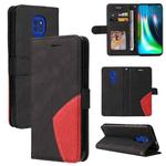 For Motorola Moto G9 Play Dual-color Splicing Horizontal Flip PU Leather Case with Holder & Card Slots & Wallet(Black)