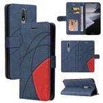 For Nokia 2.4 Dual-color Splicing Horizontal Flip PU Leather Case with Holder & Card Slots & Wallet(Blue)