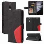 For Nokia 2.4 Dual-color Splicing Horizontal Flip PU Leather Case with Holder & Card Slots & Wallet(Black)