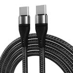 PD 60W USB-C / Type-C to USB-C / Type-C Fast Charging Nylon Braided Data Cable, Cable Length:1m(Black)