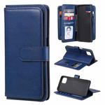 For OPPO A72 5G / A73 5G Multifunctional Magnetic Copper Buckle Horizontal Flip Solid Color Leather Case with 10 Card Slots & Wallet & Holder & Photo Frame(Dark Blue)