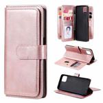 For OPPO A72 5G / A73 5G Multifunctional Magnetic Copper Buckle Horizontal Flip Solid Color Leather Case with 10 Card Slots & Wallet & Holder & Photo Frame(Rose Gold)