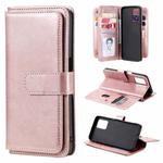 For OPPO Realme V13 5G Multifunctional Magnetic Copper Buckle Horizontal Flip Solid Color Leather Case with 10 Card Slots & Wallet & Holder & Photo Frame(Rose Gold)