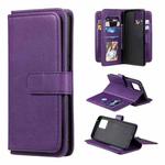 For OPPO Realme 8 Pro Multifunctional Magnetic Copper Buckle Horizontal Flip Solid Color Leather Case with 10 Card Slots & Wallet & Holder & Photo Frame(Purple)