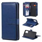 For OPPO Reno5 5G Multifunctional Magnetic Copper Buckle Horizontal Flip Solid Color Leather Case with 10 Card Slots & Wallet & Holder & Photo Frame(Dark Blue)