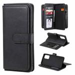 For OPPO Reno5 Pro 5G Multifunctional Magnetic Copper Buckle Horizontal Flip Solid Color Leather Case with 10 Card Slots & Wallet & Holder & Photo Frame(Black)