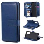 For OPPO Reno5 Pro 5G Multifunctional Magnetic Copper Buckle Horizontal Flip Solid Color Leather Case with 10 Card Slots & Wallet & Holder & Photo Frame(Dark Blue)