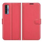 For TCL 20S / 20 5G / 20L Litchi Texture Horizontal Flip Protective Case with Holder & Card Slots & Wallet(Red)