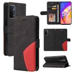 For OPPO A93 5G Dual-color Splicing Horizontal Flip PU Leather Case with Holder & Card Slots & Wallet(Black)
