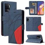 For OPPO A94 5G / 4G / F19 Pro / A95 5G Dual-color Splicing Horizontal Flip PU Leather Case with Holder & Card Slots & Wallet(Blue)