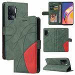 For OPPO A94 5G / 4G / F19 Pro / A95 5G Dual-color Splicing Horizontal Flip PU Leather Case with Holder & Card Slots & Wallet(Green)