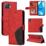 For OPPO F17 Pro / A93 / Reno4 F / Reno4 Lite Dual-color Splicing Horizontal Flip PU Leather Case with Holder & Card Slots & Wallet(Red)
