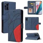 For OPPO Find X3 / Find X3 Pro Dual-color Splicing Horizontal Flip PU Leather Case with Holder & Card Slots & Wallet(Blue)