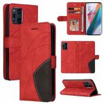 For OPPO Find X3 / Find X3 Pro Dual-color Splicing Horizontal Flip PU Leather Case with Holder & Card Slots & Wallet(Red)
