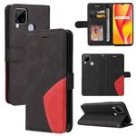 For OPPO Realme C15 Dual-color Splicing Horizontal Flip PU Leather Case with Holder & Card Slots & Wallet(Black)