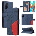 For OPPO Realme V13 5G Dual-color Splicing Horizontal Flip PU Leather Case with Holder & Card Slots & Wallet(Blue)