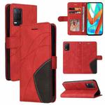 For OPPO Realme V13 5G Dual-color Splicing Horizontal Flip PU Leather Case with Holder & Card Slots & Wallet(Red)