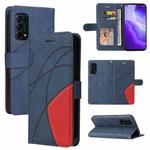 For OPPO Reno5 5G / Find X3 Lite Dual-color Splicing Horizontal Flip PU Leather Case with Holder & Card Slots & Wallet(Blue)