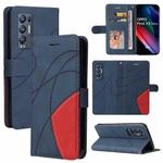 For OPPO Reno5 Pro+ 5G / Find X3 Neo Dual-color Splicing Horizontal Flip PU Leather Case with Holder & Card Slots & Wallet(Blue)
