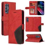 For OPPO Reno5 Pro+ 5G / Find X3 Neo Dual-color Splicing Horizontal Flip PU Leather Case with Holder & Card Slots & Wallet(Red)