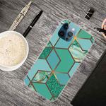 For iPhone 13 Pro Abstract Marble Pattern TPU Protective Case (Rhombus Green)