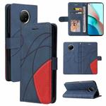 For Xiaomi Redmi Note 9 5G CN Version Dual-color Splicing Horizontal Flip PU Leather Case with Holder & Card Slots & Wallet(Blue)