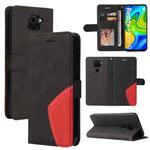For Xiaomi Redmi Note 9 Dual-color Splicing Horizontal Flip PU Leather Case with Holder & Card Slots & Wallet(Black)