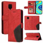 For Xiaomi Redmi Note 9 Pro / Note 9 Pro Max Dual-color Splicing Horizontal Flip PU Leather Case with Holder & Card Slots & Wallet(Red)