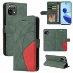 For Xiaomi Mi 11 Lite Dual-color Splicing Horizontal Flip PU Leather Case with Holder & Card Slots & Wallet(Green)